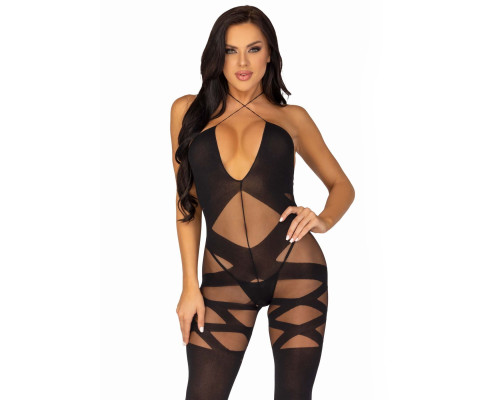 Leg Avenue Illusion halter bodystocking Black O/S