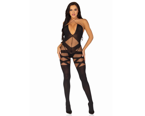 Leg Avenue Illusion halter bodystocking Black O/S