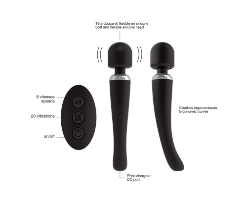 Потужний вібромасажер Dorcel Megawand Black який перезаряджається, 160 режимів