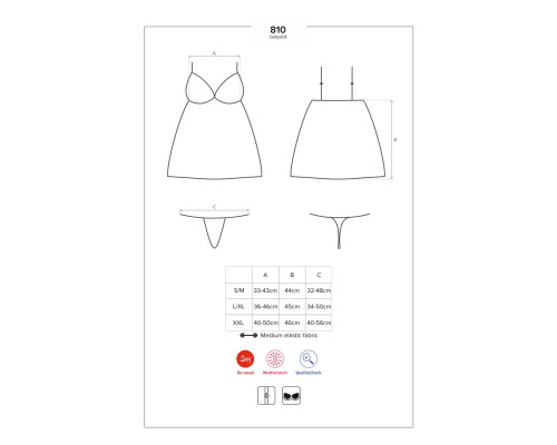 Obsessive 810-BAB-2 babydoll & thong white L/XL