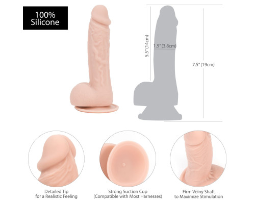 Реалістичний фалоімітатор на присосці ADDICTION - Mark 7,5″ Dildo With Balls, Beige