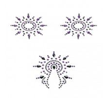 Пестіс з кристалів Petits Joujoux Gloria set of 3 - Black/Purple, прикраса на груди та вульву