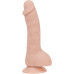 Вигнутий фалоімітатор на присосці ADDICTION - BRAD 7,5″ Dildo With Balls, Beige
