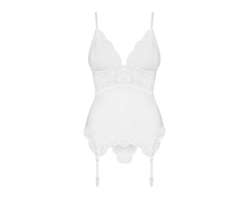 Obsessive 810-COR-2 corset & thong white S/M