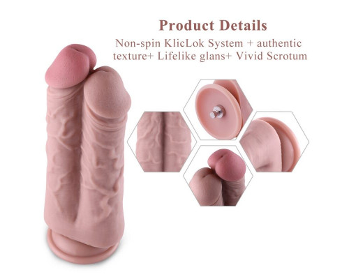 Подвійний дилдо для секс-машин Hismith 8.5” Two Cocks One Hole Silicone Dildo