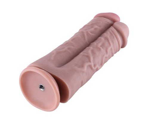 Подвійний дилдо для секс-машин Hismith 8.5” Two Cocks One Hole Silicone Dildo