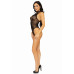 Leg Avenue Net and lace halter bodysuit OS Black