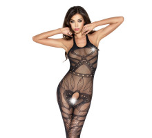 Бодистокинг Passion BS037 black, комбинезон, открытая спина, халтер