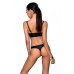 Комплект з екошкіри з люверсами та ремінцями Malwia Bikini black XXL/XXXL — Passion, бра та трусики