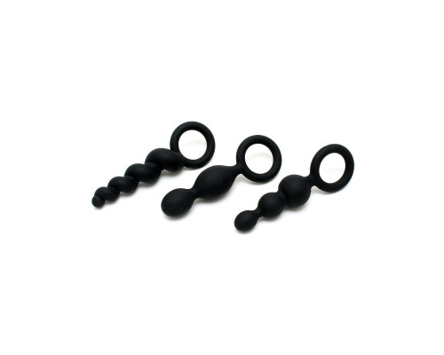 Набір анальних іграшок Satisfyer Plug black (set of 3) — Booty Call, макс. діаметр 3 см