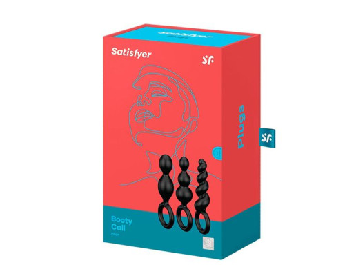 Набір анальних іграшок Satisfyer Plug black (set of 3) — Booty Call, макс. діаметр 3 см