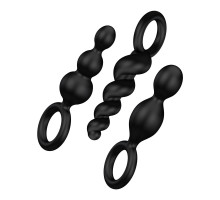 Набір анальних іграшок Satisfyer Plug black (set of 3) — Booty Call, макс. діаметр 3 см