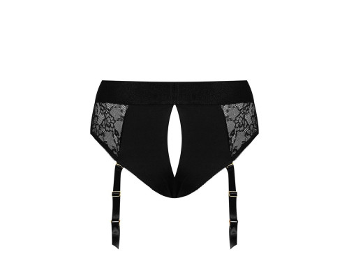 Кружевные трусы для страпона с подвязками для чулок Strap-On-Me DIVA HARNESS - L