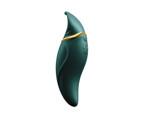 Вібратор 2в1 з язичком Zalo — Hero Jewel Green, кристал Swarovski