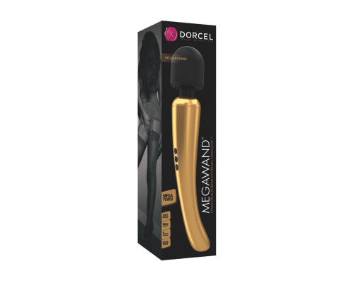 Мощный вибромассажер Dorcel MEGAWAND Gold водонепроницаемый, перезаряжаемый, 160 режимов