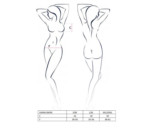 Комплект білизни GIANA BIKINI white XXL/XXXL - Passion: напівпрозорі ліф і трусики з бантиками