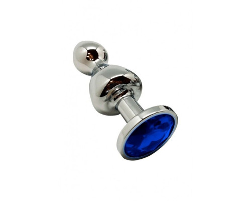 Анальна пробка Wooomy Lollypop Double Ball Metal Plug Blue M