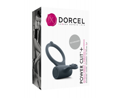 Эрекционное кольцо Dorcel Power Clit Plus с вибрацией, перезаряжаемое, с язычком со щеточкой