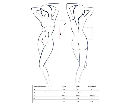 Корсет з пажами BRIDA CORSET black XXL/XXXL - Passion Exclusive, трусики, шнурівка