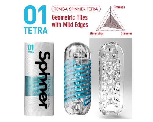 Мастурбатор Tenga Spinner 01 Tetra з пружною стимулювальною спіраллю всередині, ніжна спіраль