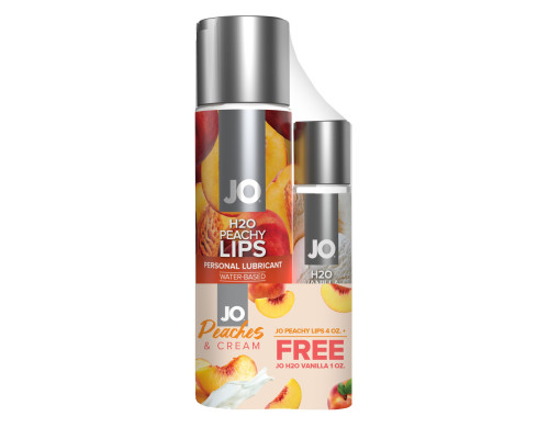 Комплект смакових лубрикантів System JO GWP — Peaches & Cream — Peachy Lips 120 мл & H2O Vanilla 30