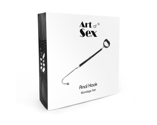 Анальний гак із нашийником з натуральної шкіри Art of Sex - Anal hook, Чорний