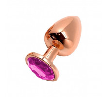 Анальна пробка Wooomy Tralalo Rose Gold Metal Plug MAGENTA L