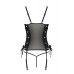 Сітчастий корсет з екошкіри, з люверсами та знімними пажами Malwia Corset black 6XL/7XL — Passion