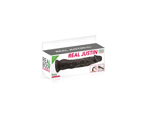 Фалоімітатор із присоскою Real Body — Real Justin Black (м'ята упаковка)