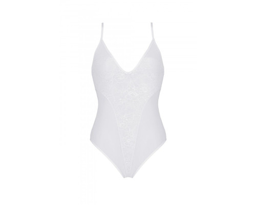 Боді з ажурним декором та відкритим кроком Ursula Body white S/M — Passion