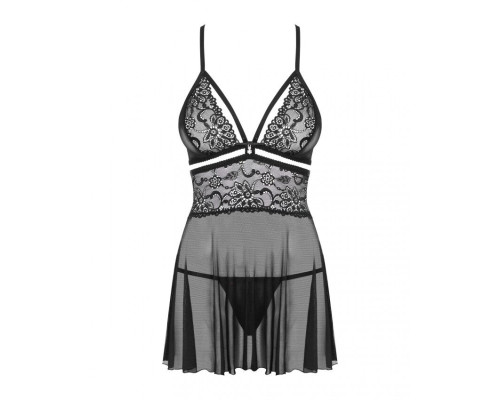 Obsessive 838-BAB-1 babydoll & thong black S/M