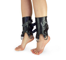 Поножі манжети для подвіса за ноги Leg Cuffs, натуральна шкіра, колір чорний