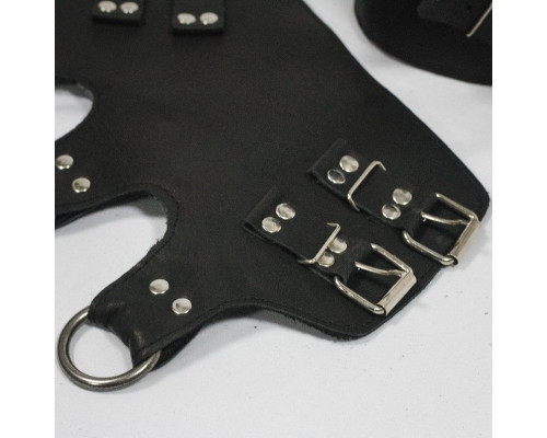Поножі манжети для подвіса за ноги Leg Cuffs, натуральна шкіра, колір чорний