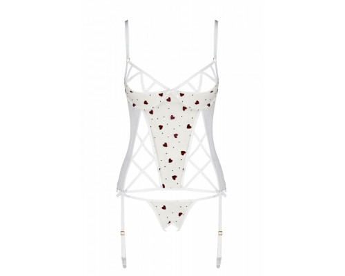 Корсет з підв'язками + стрінги LOVELIA CORSET white L/XL - Passion