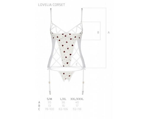 Корсет з підв'язками + стрінги LOVELIA CORSET white L/XL - Passion