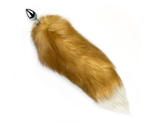Металева анальна пробка з хвостом із натурального хутра Art of Sex size M Foxy fox