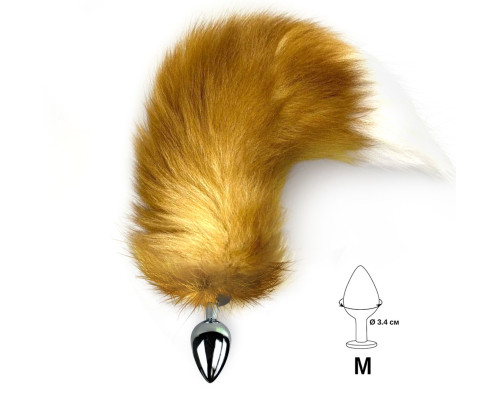Металева анальна пробка з хвостом із натурального хутра Art of Sex size M Foxy fox