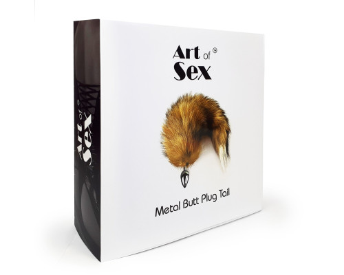 Металева анальна пробка з хвостом із натурального хутра Art of Sex size M Foxy fox