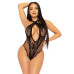 Leg Avenue Lace and net halter teddy Black O/S