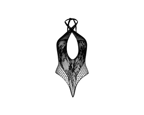 Leg Avenue Lace and net halter teddy Black O/S