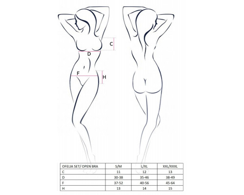 Комплект білизни OFELIA SET OpenBra white S/M - Passion: стрінги, відкритий ліф, широкий пояс