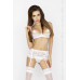 Комплект білизни OFELIA SET OpenBra white S/M - Passion: стрінги, відкритий ліф, широкий пояс