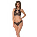 Комплект: бра, трусики з ажурним декором та відкритим кроком Ursula Set black XXL/XXXL — Passion