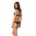 Комплект: бра, трусики з ажурним декором та відкритим кроком Ursula Set black XXL/XXXL — Passion