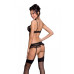 Сексуальний комплект з поясом для панчіх LOVELIA SET black S/M - Passion