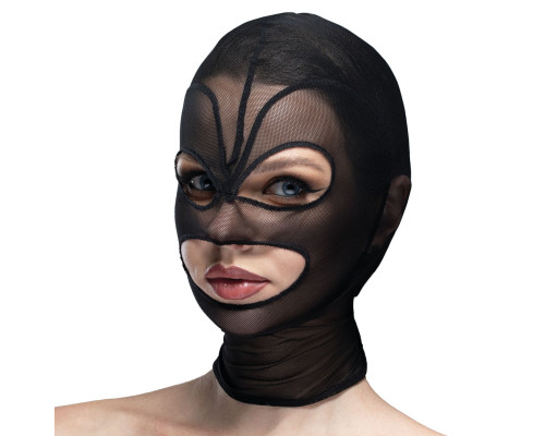 Маска серце сітка з відкритим ротом та очима Feral Feelings - Hearts Mask Black/Black