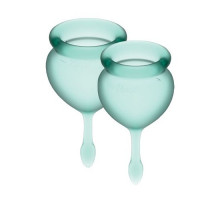 Набір менструальних чаш Satisfyer Feel Good (dark green), 15мл та 20мл, мішечок для зберігання