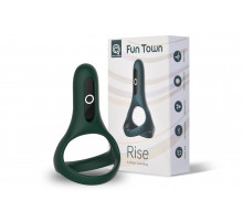Двойное эрекционное кольцо Fun Town Rise Turquoise, управление со смартфона