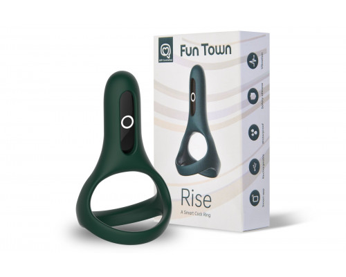 Двойное эрекционное кольцо Fun Town Rise Turquoise, управление со смартфона