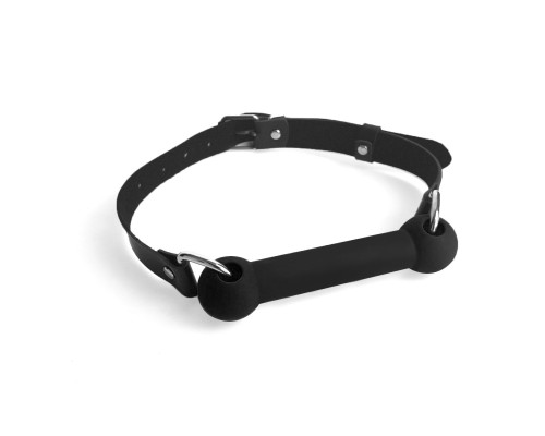 Кляп Палиця, силікон та натуральна шкіра, Art of Sex - Gag Stick Silicon, Чорний